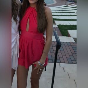 White Fox Red Halter Romper